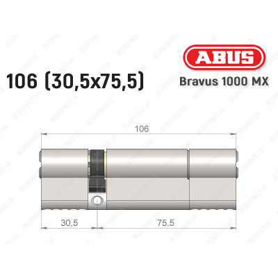 Цилиндр ABUS BRAVUS 1000 MX, ключ-ключ, 105 (30x75)