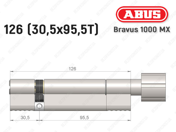 Циліндр ABUS BRAVUS 1000 MX, з тумблером, 125 (30x95T)