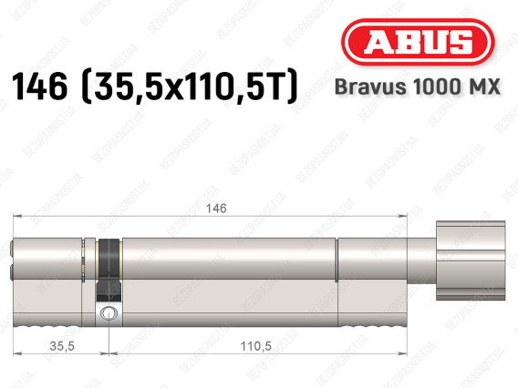 Цилиндр ABUS BRAVUS 1000 MX, с тумблером, 145 (35x110T)