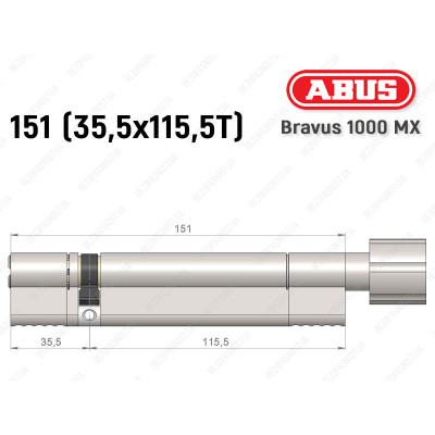 Циліндр ABUS BRAVUS 1000 MX, з тумблером, 150 (35x115T)
