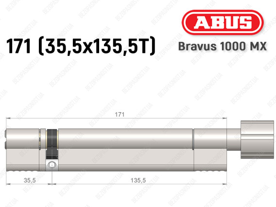 Циліндр ABUS BRAVUS 1000 MX, з тумблером, 170 (35x135T)