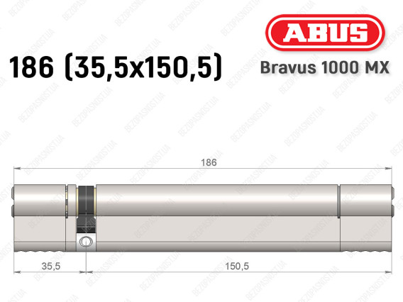 Цилиндр ABUS BRAVUS 1000 MX, ключ-ключ, 185 (35x150)