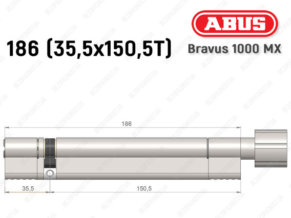 Циліндр ABUS BRAVUS 1000 MX, з тумблером, 185 (35x150T)