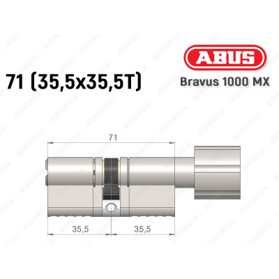Цилиндр ABUS BRAVUS 1000 MX, с тумблером, 70 (35x35T)