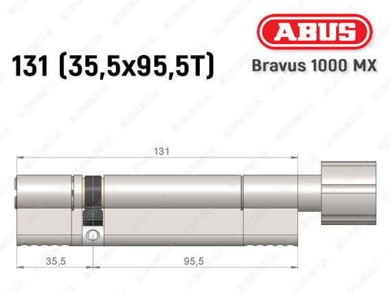 Цилиндр ABUS BRAVUS 1000 MX, с тумблером, 130 (35x95T)
