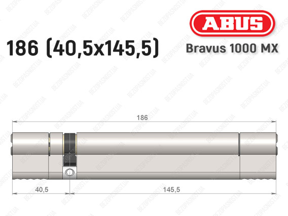 Циліндр ABUS BRAVUS 1000 MX, ключ-ключ, 185 (40x145)