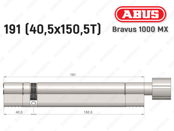 Циліндр ABUS BRAVUS 1000 MX, з тумблером, 190 (40x150T)