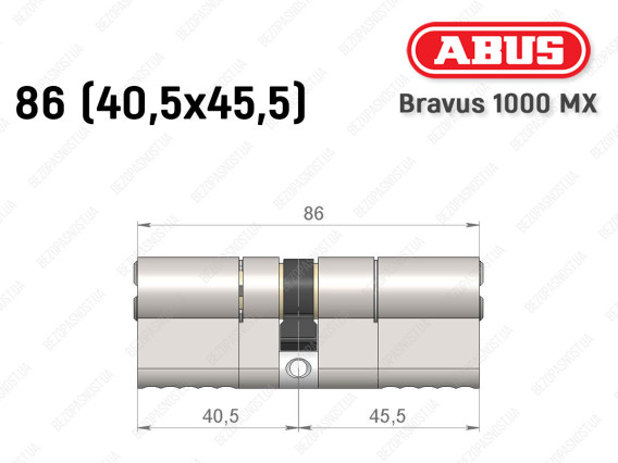 Циліндр ABUS BRAVUS 1000 MX, ключ-ключ, 85 (40x45)
