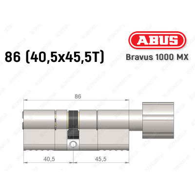 Циліндр ABUS BRAVUS 1000 MX, з тумблером, 85 (40x45T)