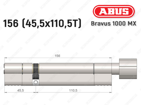 Циліндр ABUS BRAVUS 1000 MX, з тумблером, 155 (45x110T)