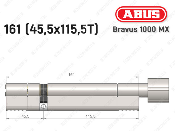 Циліндр ABUS BRAVUS 1000 MX, з тумблером, 160 (45x115T)