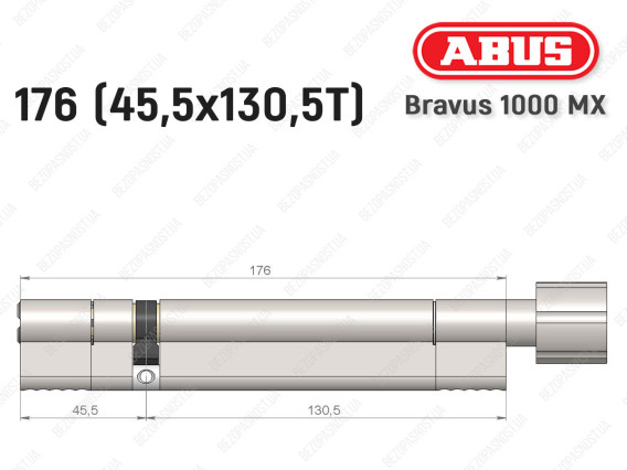 Циліндр ABUS BRAVUS 1000 MX, з тумблером, 175 (45x130T)