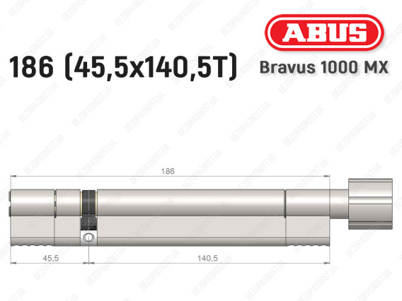 Циліндр ABUS BRAVUS 1000 MX, з тумблером, 185 (45x140T)