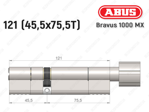 Циліндр ABUS BRAVUS 1000 MX, з тумблером, 120 (45x75T)