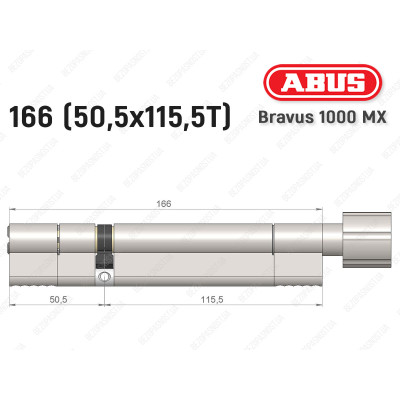 Циліндр ABUS BRAVUS 1000 MX, з тумблером, 165 (50x115T)