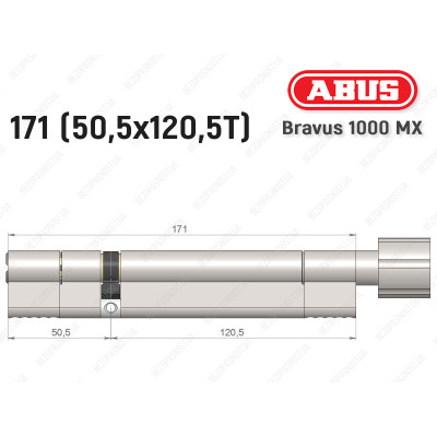 Цилиндр ABUS BRAVUS 1000 MX, с тумблером, 170 (50x120T) Цилиндр ABUS BRAVUS 1000 MX, с тумблером, 170 (50x120T)