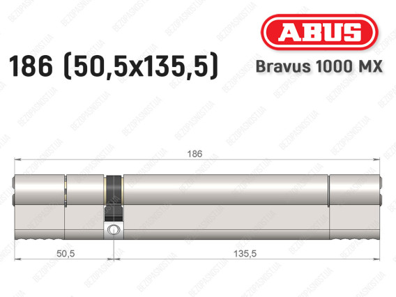 Цилиндр ABUS BRAVUS 1000 MX, ключ-ключ, 185 (50x135)