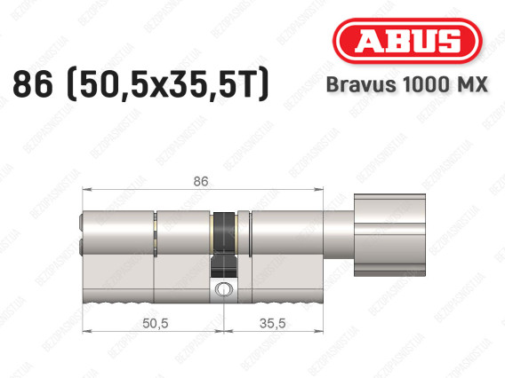 Цилиндр ABUS BRAVUS 1000 MX, с тумблером, 85 (50x35T)