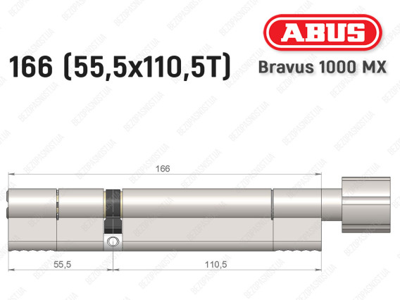 Циліндр ABUS BRAVUS 1000 MX, з тумблером, 165 (55x110T)