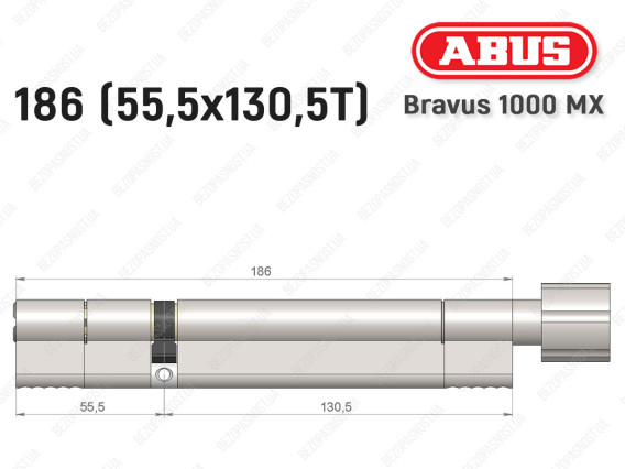 Циліндр ABUS BRAVUS 1000 MX, з тумблером, 185 (55x130T)