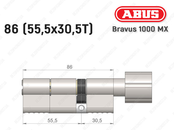 Цилиндр ABUS BRAVUS 1000 MX, с тумблером, 85 (55x30T)