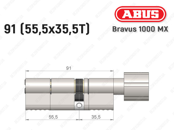 Цилиндр ABUS BRAVUS 1000 MX, с тумблером, 90 (55x35T)