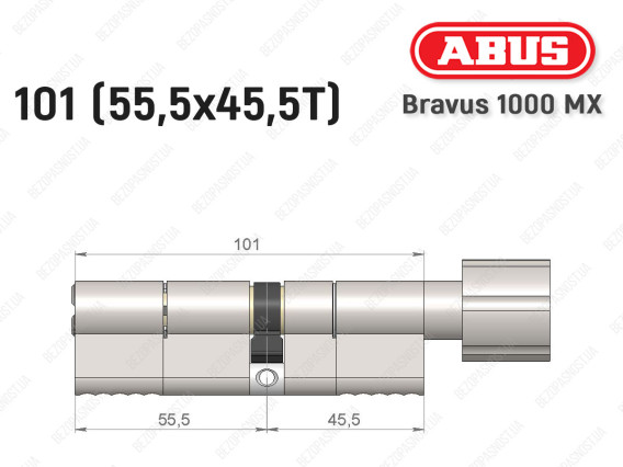 Циліндр ABUS BRAVUS 1000 MX, з тумблером, 100 (55x45T)