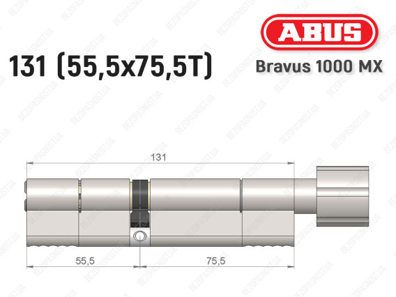 Цилиндр ABUS BRAVUS 1000 MX, с тумблером, 130 (55x75T)