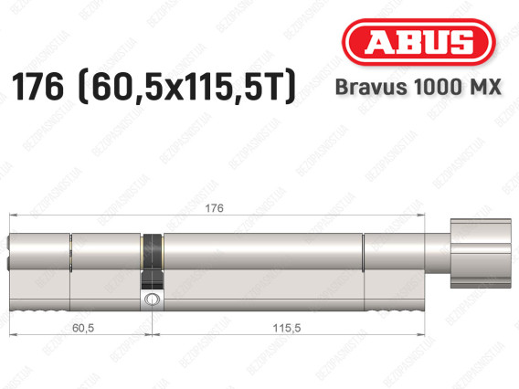 Цилиндр ABUS BRAVUS 1000 MX, с тумблером, 175 (60x115T)