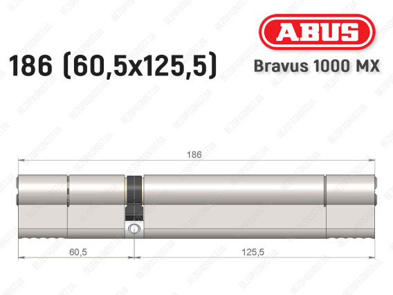 Циліндр ABUS BRAVUS 1000 MX, ключ-ключ, 185 (60x125)
