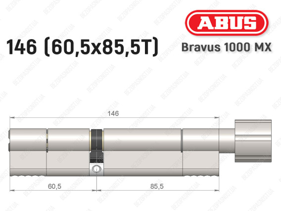 Цилиндр ABUS BRAVUS 1000 MX, с тумблером, 145 (60x85T)
