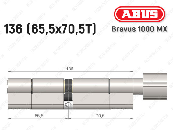 Цилиндр ABUS BRAVUS 1000 MX, с тумблером, 135 (65x70T)