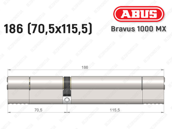 Цилиндр ABUS BRAVUS 1000 MX, ключ-ключ, 185 (70x115)