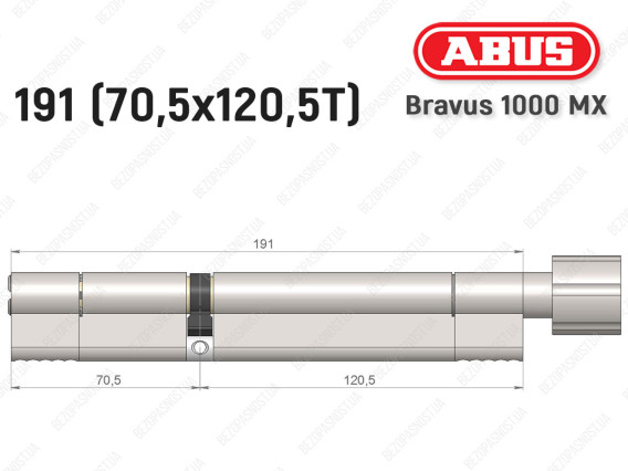Цилиндр ABUS BRAVUS 1000 MX, с тумблером, 190 (70x120T)