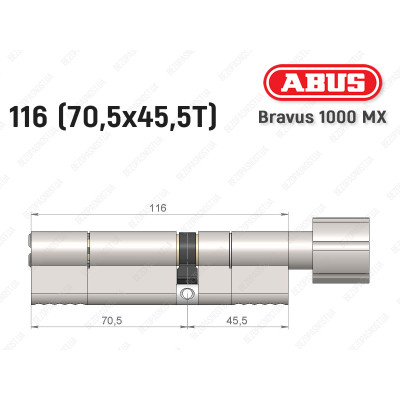 Циліндр ABUS BRAVUS 1000 MX, з тумблером, 115 (70x45T)