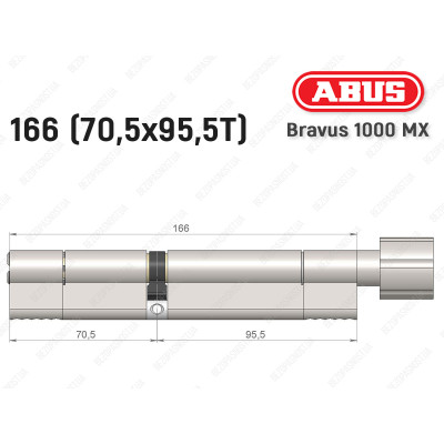 Циліндр ABUS BRAVUS 1000 MX, з тумблером, 165 (70x95T)