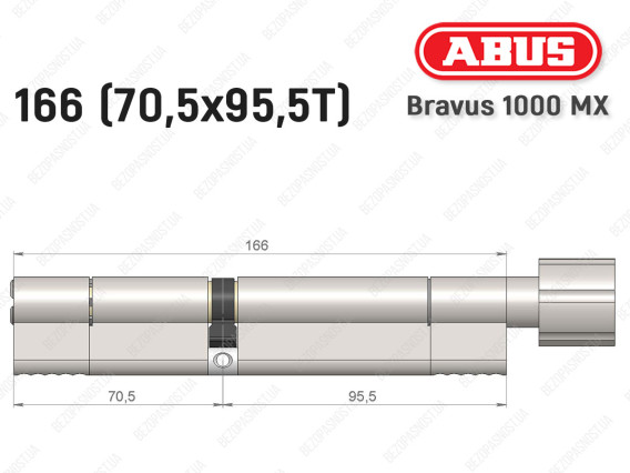 Циліндр ABUS BRAVUS 1000 MX, з тумблером, 165 (70x95T)