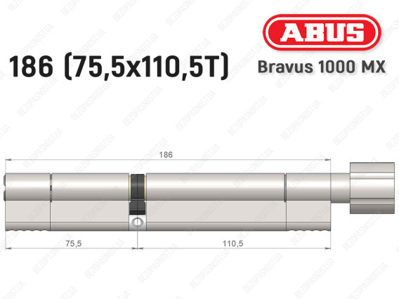 Циліндр ABUS BRAVUS 1000 MX, з тумблером, 185 (75x110T)
