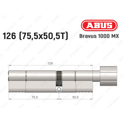 Циліндр ABUS BRAVUS 1000 MX, з тумблером, 125 (75x50T)