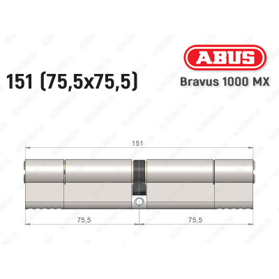 Циліндр ABUS BRAVUS 1000 MX, ключ-ключ, 150 (75x75)