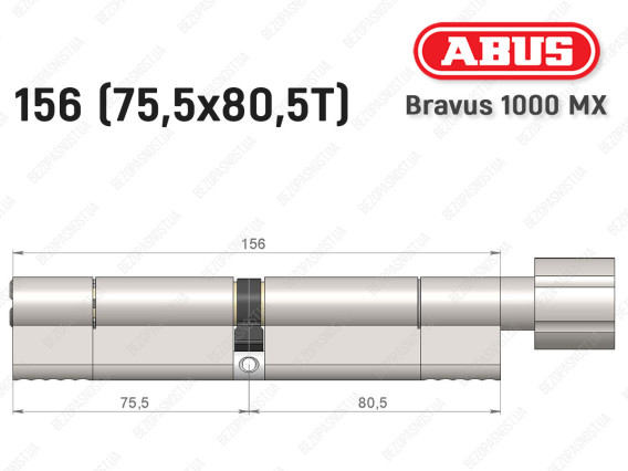 Циліндр ABUS BRAVUS 1000 MX, з тумблером, 155 (75x80T)