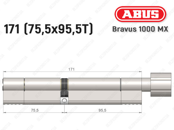 Циліндр ABUS BRAVUS 1000 MX, з тумблером, 170 (75x95T)