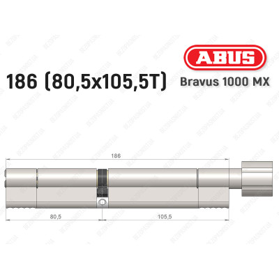 Циліндр ABUS BRAVUS 1000 MX, з тумблером, 185 (80x105T)