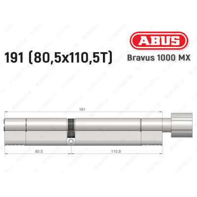 Циліндр ABUS BRAVUS 1000 MX, з тумблером, 190 (80x110T)