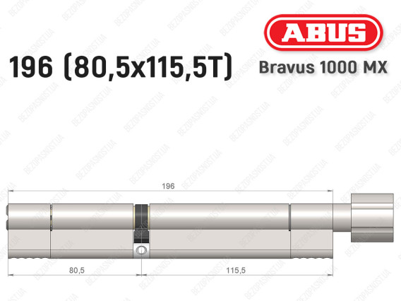 Цилиндр ABUS BRAVUS 1000 MX, с тумблером, 195 (80x115T)