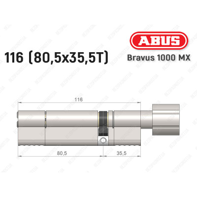 Циліндр ABUS BRAVUS 1000 MX, з тумблером, 115 (80x35T)