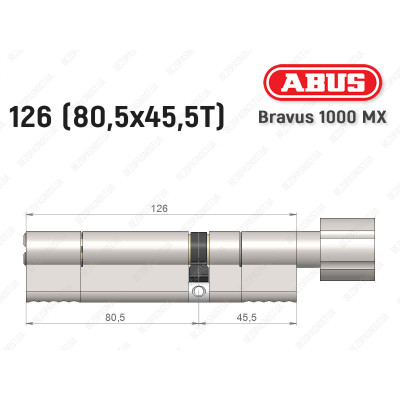 Циліндр ABUS BRAVUS 1000 MX, з тумблером, 125 (80x45T)