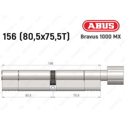 Циліндр ABUS BRAVUS 1000 MX, з тумблером, 155 (80x75T)