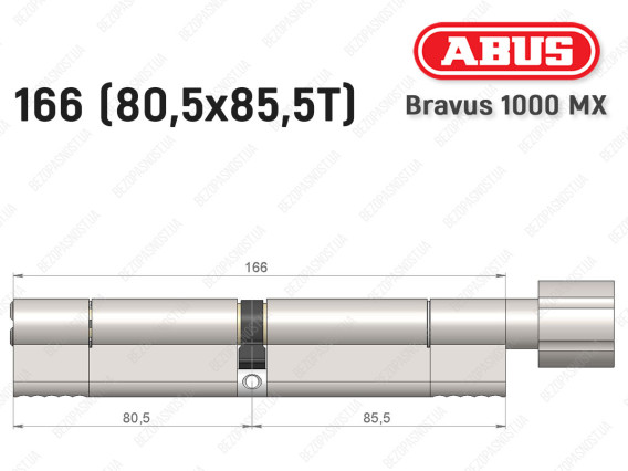 Циліндр ABUS BRAVUS 1000 MX, з тумблером, 165 (80x85T)