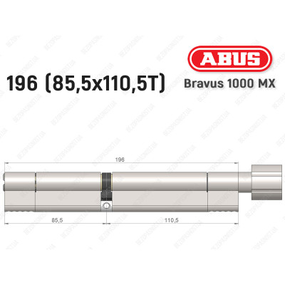 Циліндр ABUS BRAVUS 1000 MX, з тумблером, 195 (85x110T)